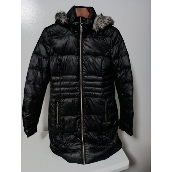 BCBG: Ultra Light Black Packable Down Hooded Puffer Jacket, Women's Size S - Picture 1 of 6